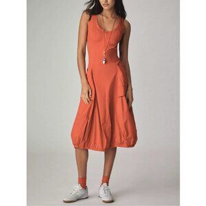 Anthropologie Daily Practice Fastpack Bubble-Hem Midi Dress Red XS